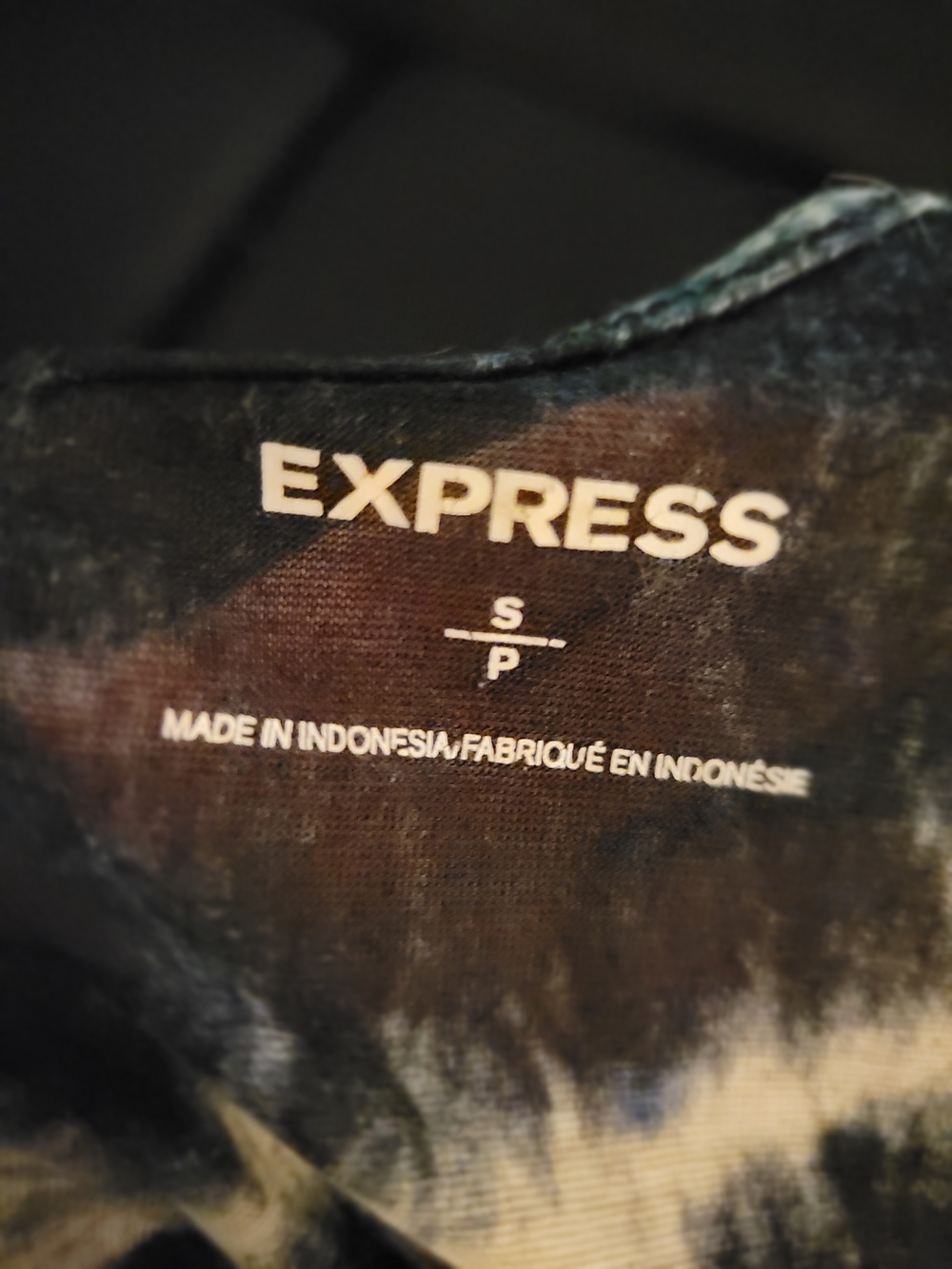 Express Black and White Tie-Dye Tank w/ Black Sheer High Low Hem - Picture 9 of 12